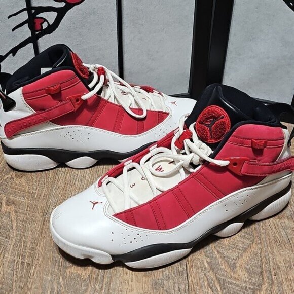 Jordan 6 Rings Red and White Basketball Shoes Size 13 - Picture 1 of 12